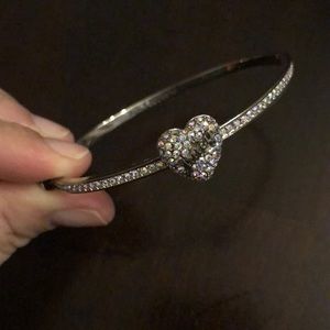 Juicy silver bangle bracelet with diamond accents